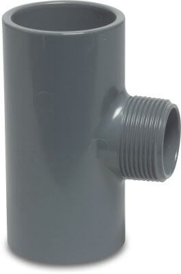 Profec T-Stück 90° PVC-U 10 bar Klebemuffe x Außengewinde x Klebemuffe Grau