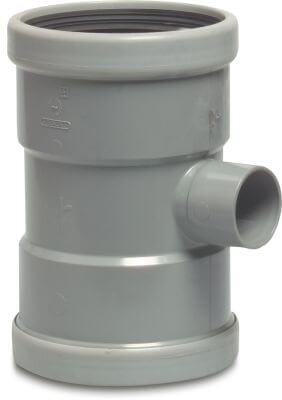 T-koppling 87° PVC-U KOMO/BENOR o-rings tätning x limsockel x o-rings tätning grå