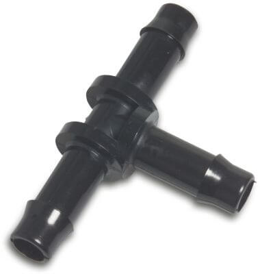 T-Stück 90° PA (Nylon) 10 bar Schlauchtülle Schwarz Typ WF