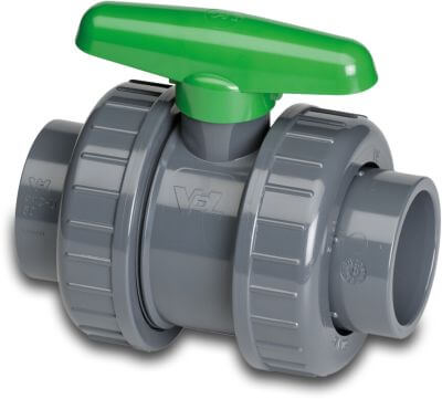 VDL Kugelhahn PVC-U Klebemuffe Grau Typ DIL Viton