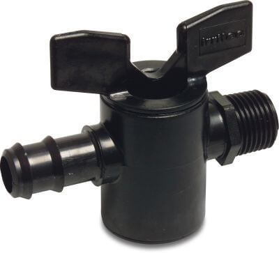 Robinet à tournant conique PP 6 bar cannelé x filetage mâle noir