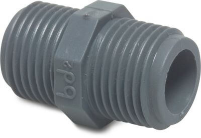 Raccord fileté PP 10 bar filetage mâle gris