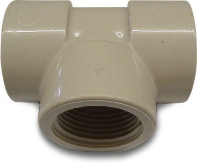 T-Stück 90° PP 10 bar Innengewinde Beige