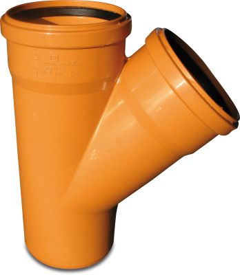 Einfachabzweig 45° PVC-U Steckmuffe x Steckmuffe x Stutzen Rostbraun