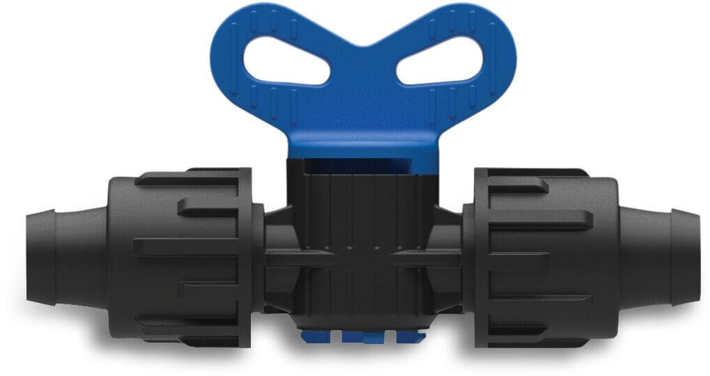 Robinet à tournant conique PP 22 mm tape 4bar noir/bleu