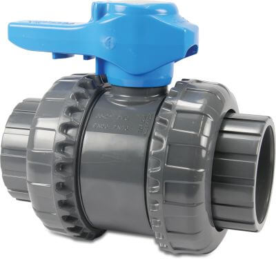 Ball valve PVC-U 16 bar glue socket grey type VEEIVV