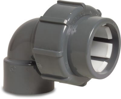 Elbow 90° PVC-U 4 bar compression x imperial glue socket grey