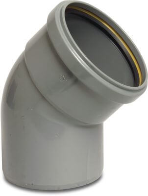 Bogen 45° PVC-U KOMO/BENOR Steckmuffe x Stutzen Grau kurz