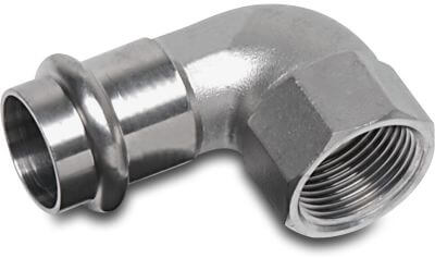 Bonfix Adaptor elbow 90° stainless steel 316L KIWA female thread x press