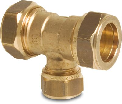 Bonfix Verloop T-stuk 90° messing KIWA/GASTEC knel