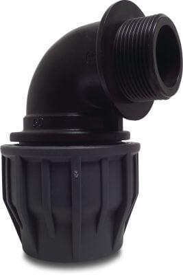 Jasonflex Winkel 90° PP 16 bar Klemm x Außengewinde Grau/Schwarz