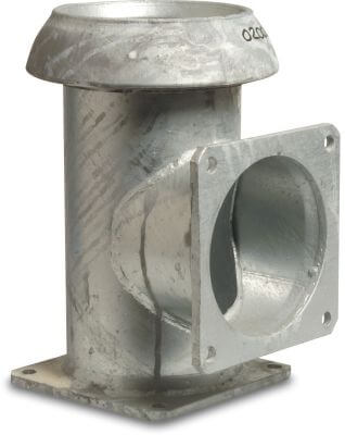 Quick coupler T-Piece 90° steel male part Perrot x square flange x square flange type Perrot