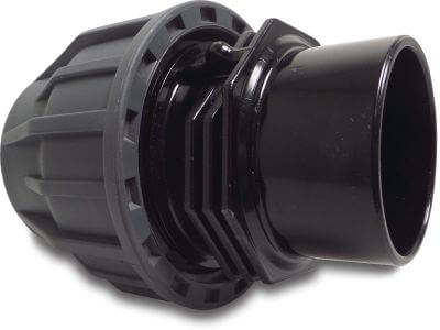 Jasonflex Verschraubung PP/PVC-U 16 bar Klemm x Klebemuffe Grau/Schwarz