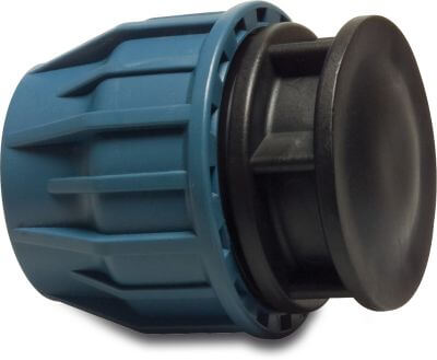 Jason Eindkap PP DVGW/KIWA/WRAS 16 bar knel zwart/blauw type EZ