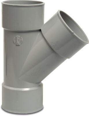 T-Stück 45° PVC-U KOMO Klebemuffe Grau