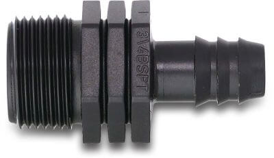 Tavlit Adaptor PP 8 bar barbed x male thread black