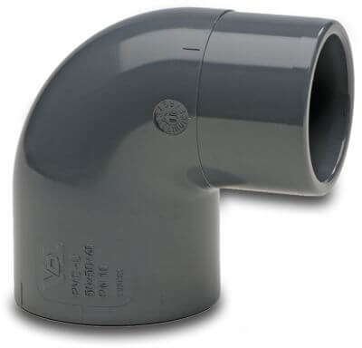 VDL Kolano 90° PVC-U 10 bar KW x KW/KZ szary