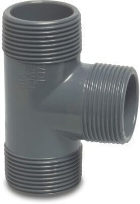 VDL T-Stück 90° PVC-U 10 bar Außengewinde Grau