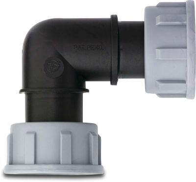 Tavlit Swivel böj 90° PP 10 bar invändig gänga type with O-ring