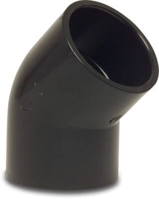 Praher Winkel 45° PVC-U 10 bar Klebemuffe Schwarz