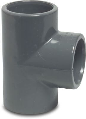 Profec T-Stück 90° PVC-U KIWA 16 bar Klebemuffe Grau