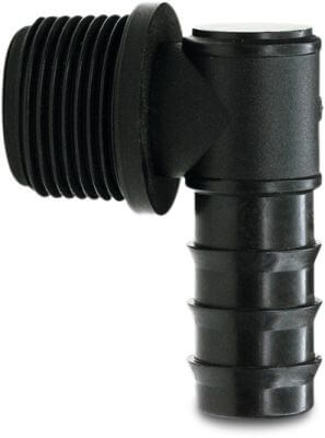 Winkel 90° PP Tülle x Außengewinde Schwarz