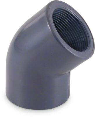 Profec Winkel 45° PVC-U 10 bar Innengewinde Grau