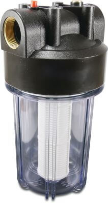Profec Wasserfilter 10" Kunststoff 8 bar Innengewinde Weiß/BSchwarz Typ mit 1/8“ Manometeranschluss