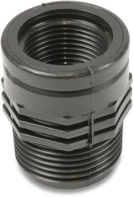 Manchon de raccord PP 10 bar filetage femelle x filetage mâle noir
