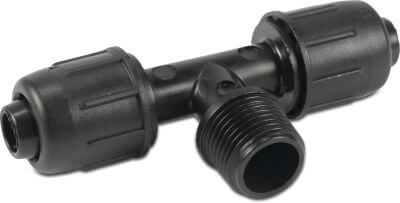 T-Stück 90° PP 4 bar lock x Außengewinde Schwarz
