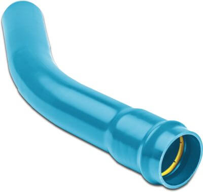 Bogen 30° PVC-A KIWA 16 bar Steckmuffe x Stutzen Blau