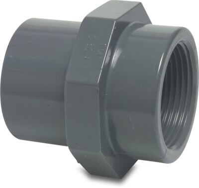 Manchon PVC-U 10 bar collage femelle/collage mâle x filetage femelle gris