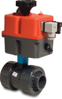 Profec Kugelhahn PVC-U 16 bar Klebemuffe Grau Typ Safe mit Actuator J4C S20 