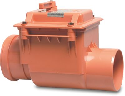 Rückschlagklappe PVC-U KOMO/BENOR Steckmuffe x Stutzen Rostbraun