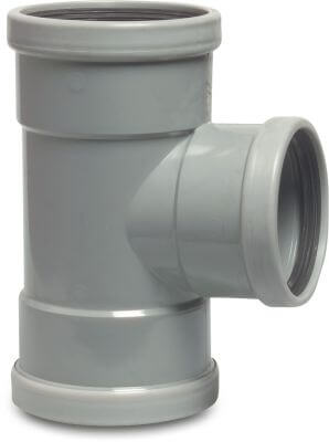 T à 87° PVC-U KOMO/BENOR manchette gris