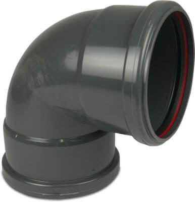 Bogen 87° PVC-U KOMO/BENOR Steckmuffe Grau kurz