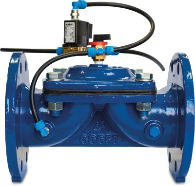 Azud Membraanafsluiter gietijzer GG 25 16 bar flens blauw type HR