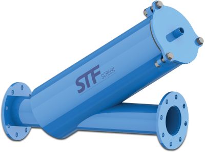 STF Inline-Filter carbon steel ST37.2 10 bar DIN Flansch Blau
