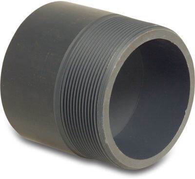VDL Övergångsnippel PVC-U 10 bar limsockel/limkoppling x utvändig gänga grå type extruderad