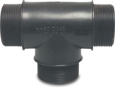 T-stykke 90° PP 10 bar udvendig gevind sort